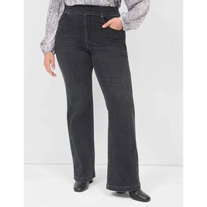Lane Bryant Pull On Boot Cut High Rise Jeans Womens 22 Black Stretch NEW